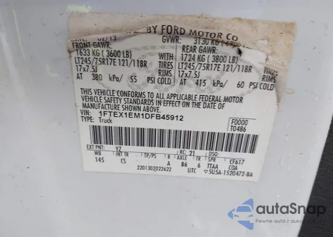 2013 Ford F-150 Xl from USA, damaged, VIN 1FTEX1EM1DFB45912